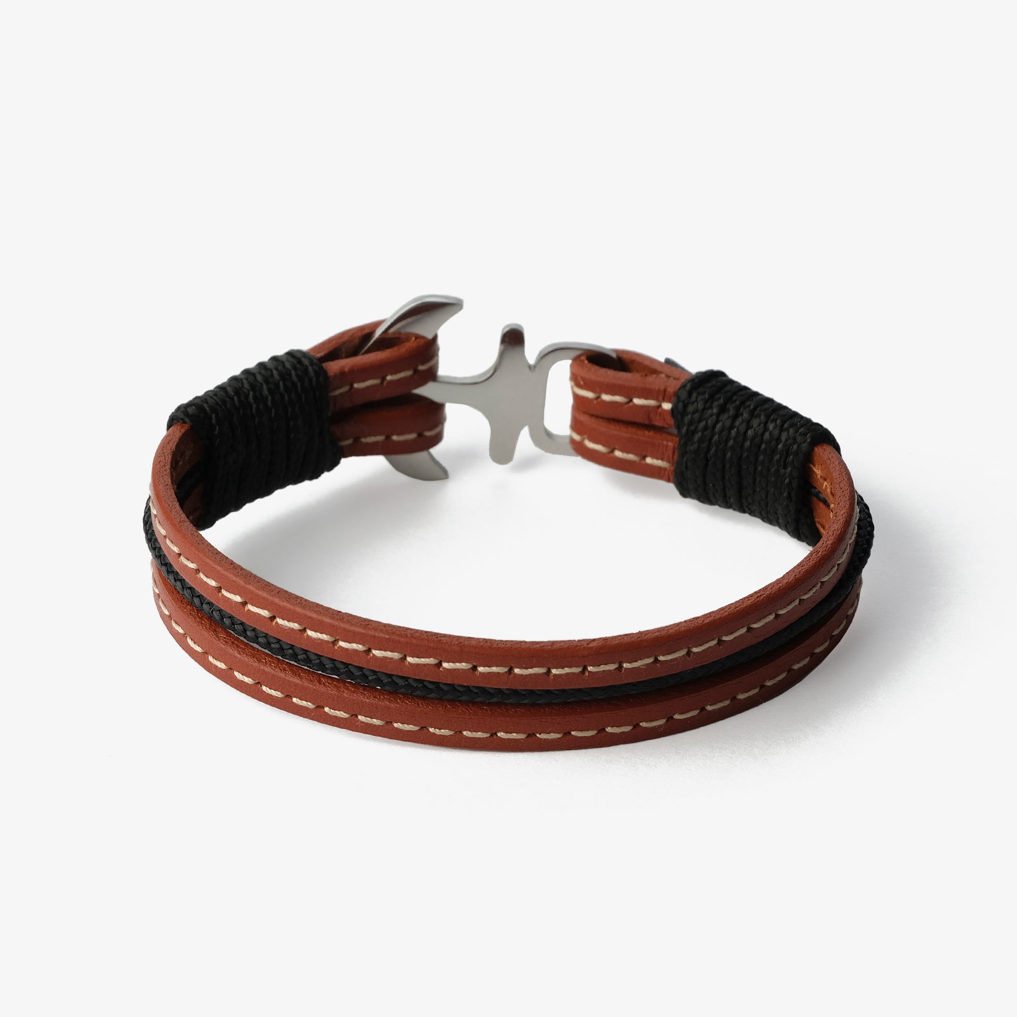 Old Skipper Earth's Embrace brățară piele ancoră maro 18cm