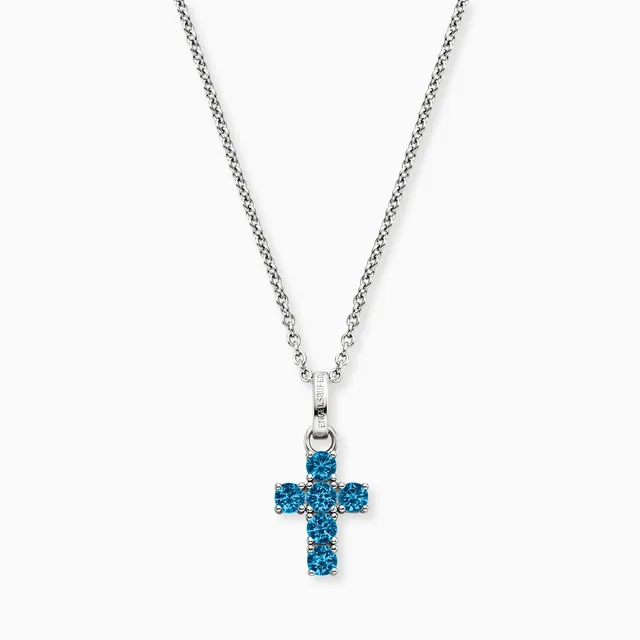 Engelsrufer Kreuz colier cruce albastră argint 925