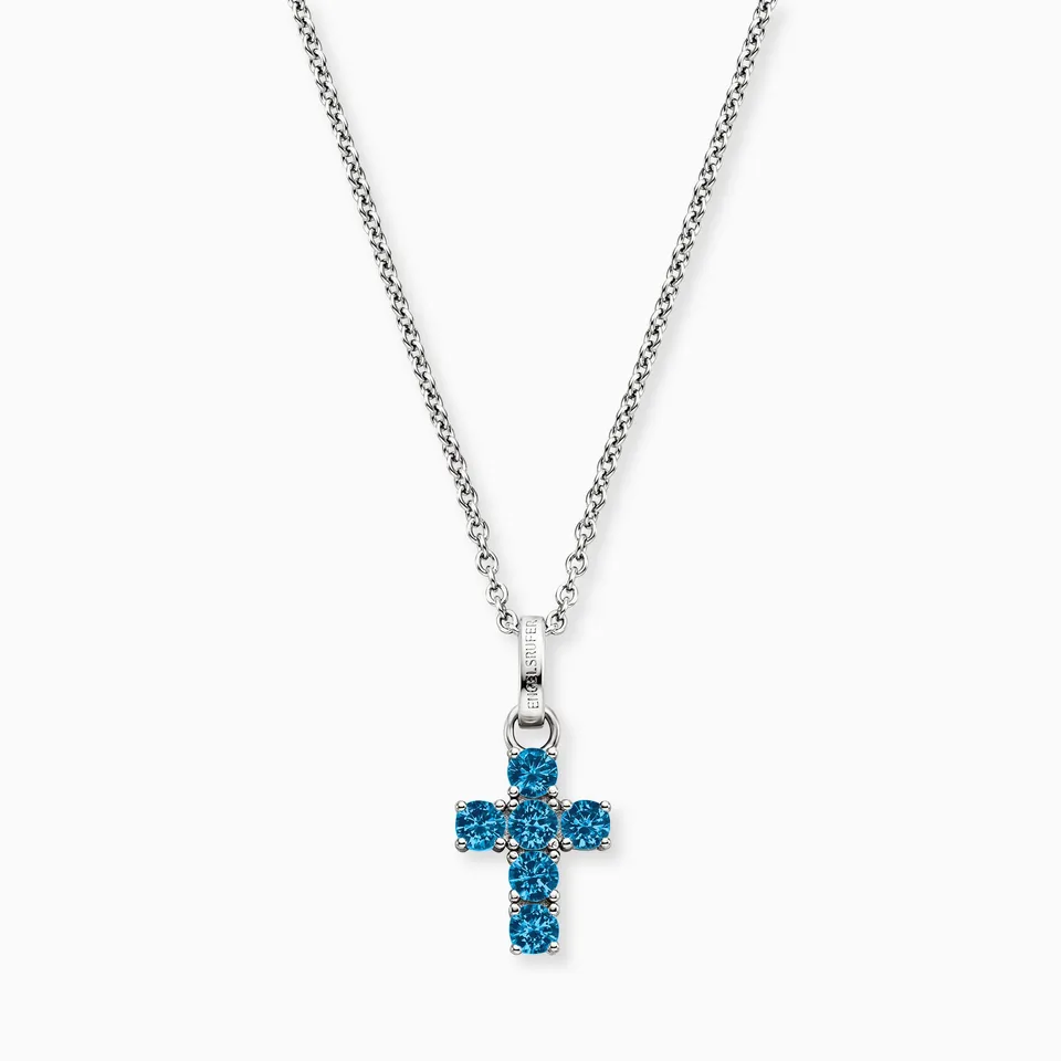Engelsrufer Kreuz colier cruce albastră argint 925