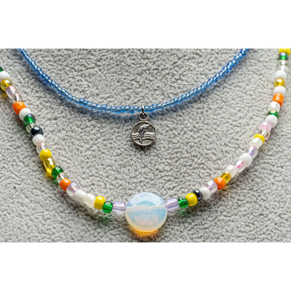 CrisFeather Deliano choker opalit cu charm argint 925