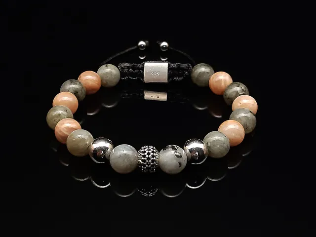 Dualstax Labradorit brățară moonstone 8mm argint