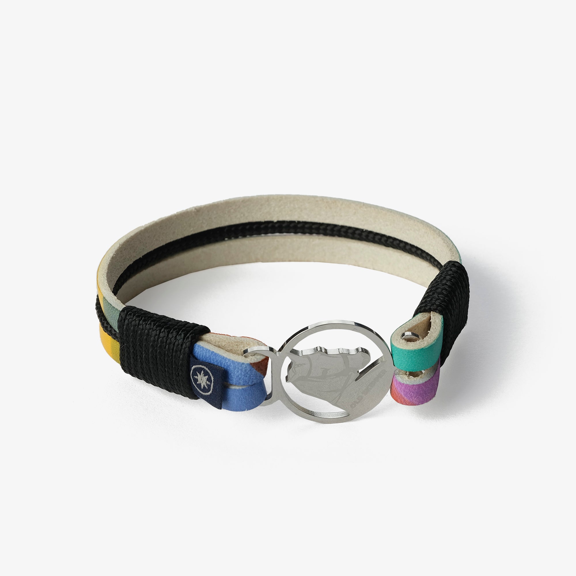 Old Skipper Pride bratara piele multicolor ancora