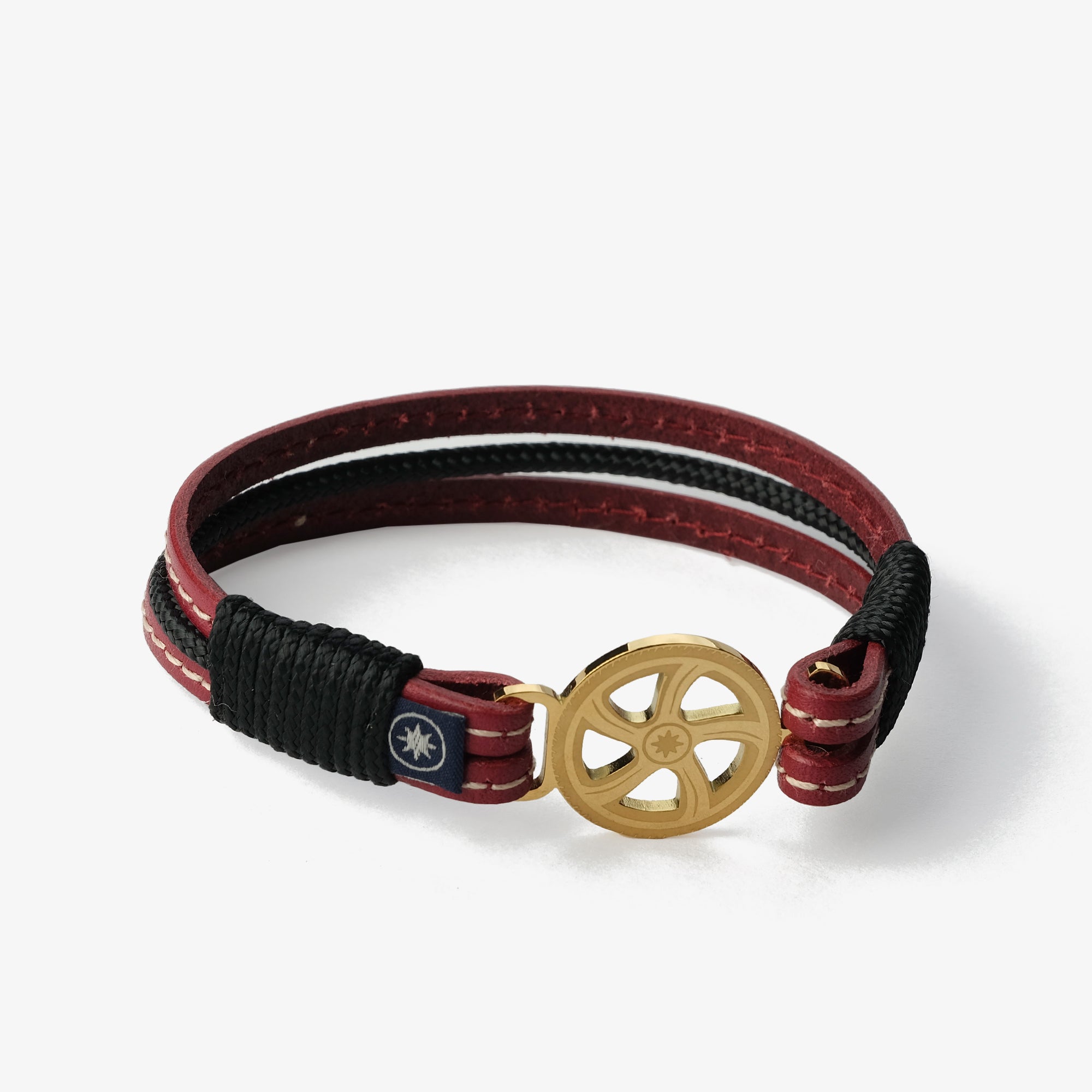Old Skipper Crimson Vine brățară piele vișinie ancoră aurie