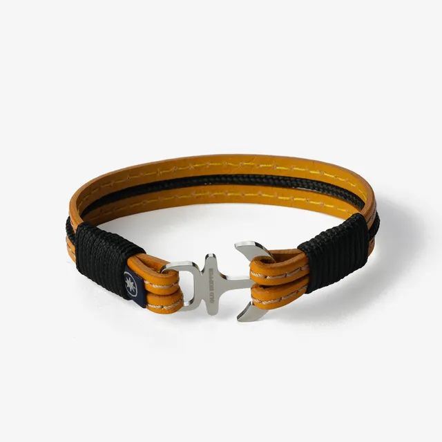 Old Skipper Golden Sunburst brățară piele ancoră muștar