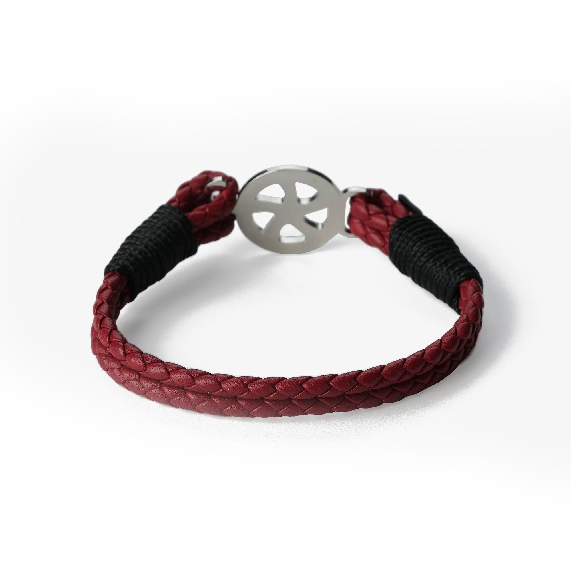 Old Skipper Crimson Waves brățară piele vișinie M 18cm
