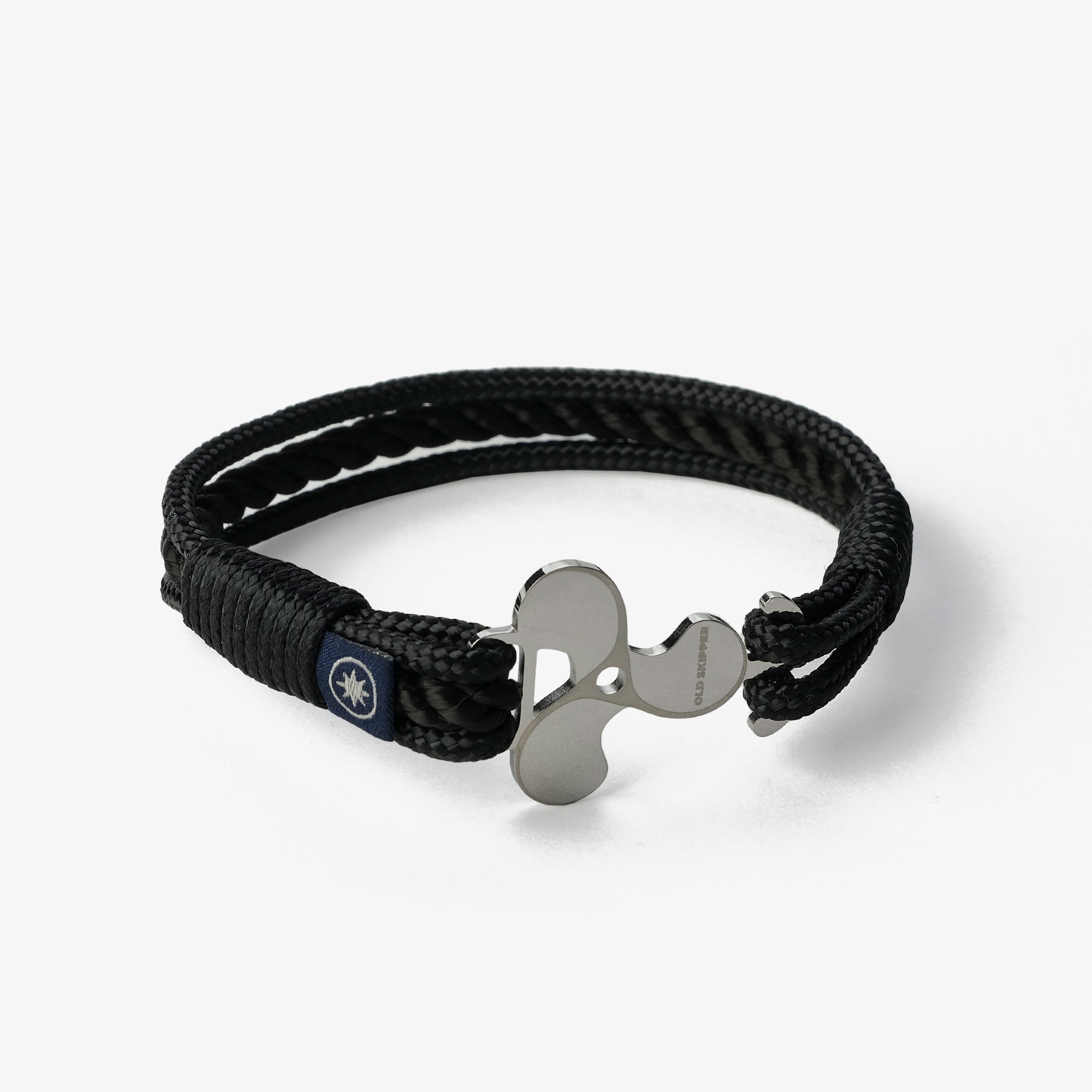 Old Skipper Midnight Onyx brățară ancoră neagră funie
