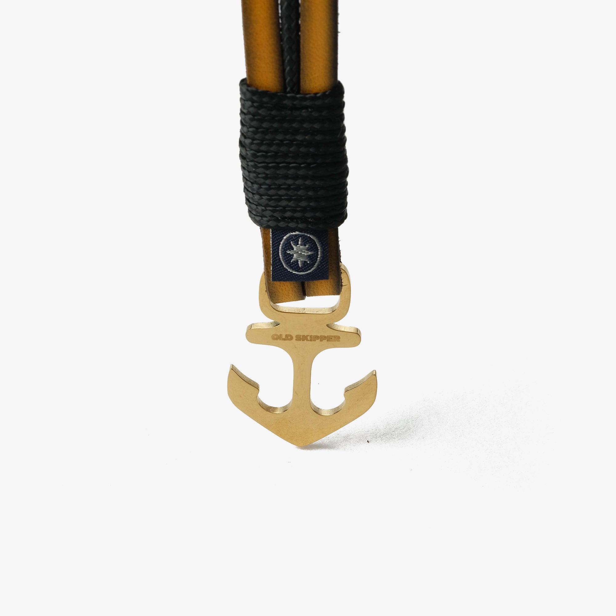 Old Skipper Royal Bee bratara piele galben-negru ancora