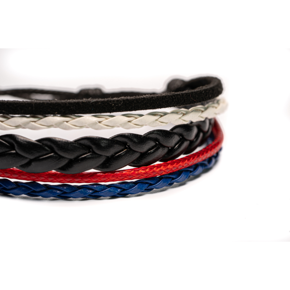 CrisFeather THC bratara piele unisex albastru-rosu reglabila