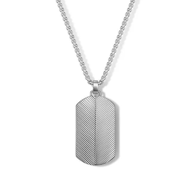 Frank 1967 Textured Dog Tag lănțișor oțel texturat