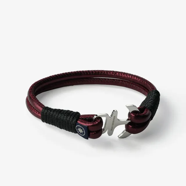 Old Skipper Crimson Tide brățară piele roșu ancoră