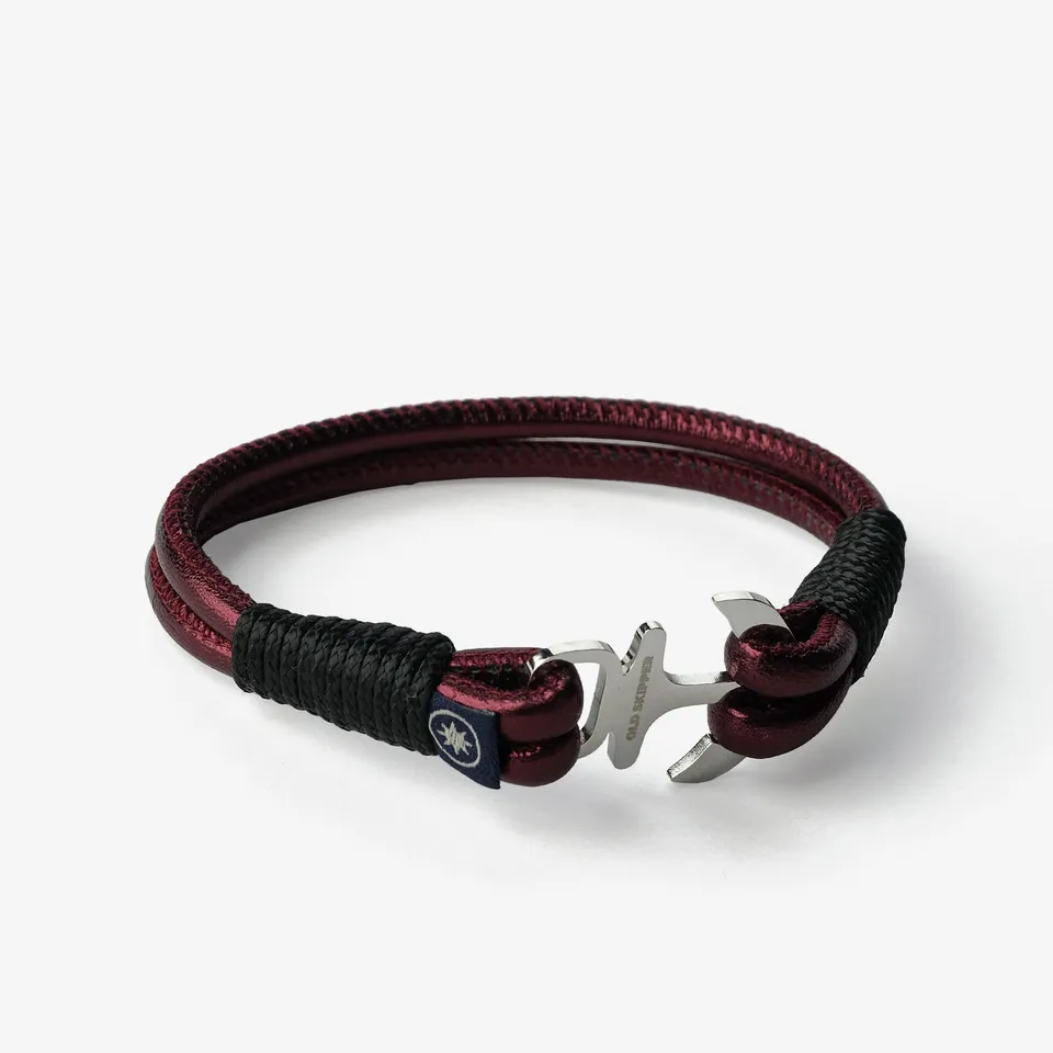 Old Skipper Crimson Tide brățară piele roșu ancoră