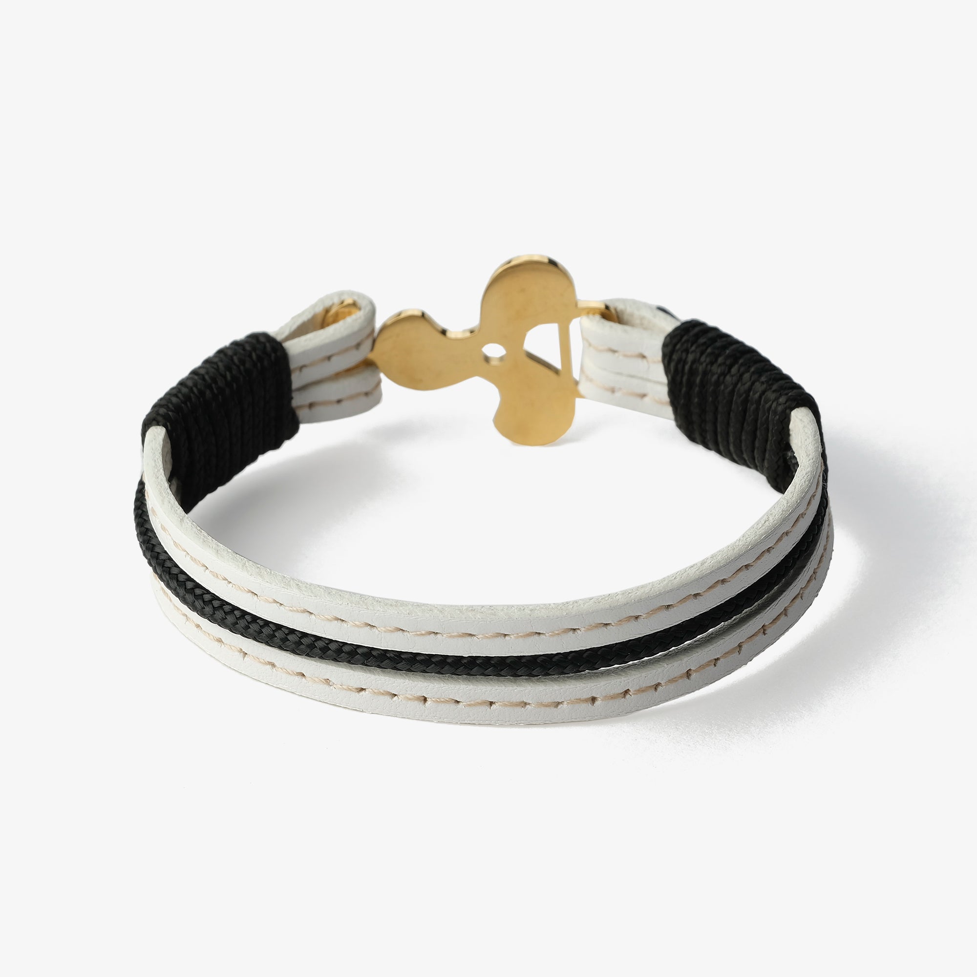 Old Skipper Ivory Luxe Propeller brățară piele albă aurie