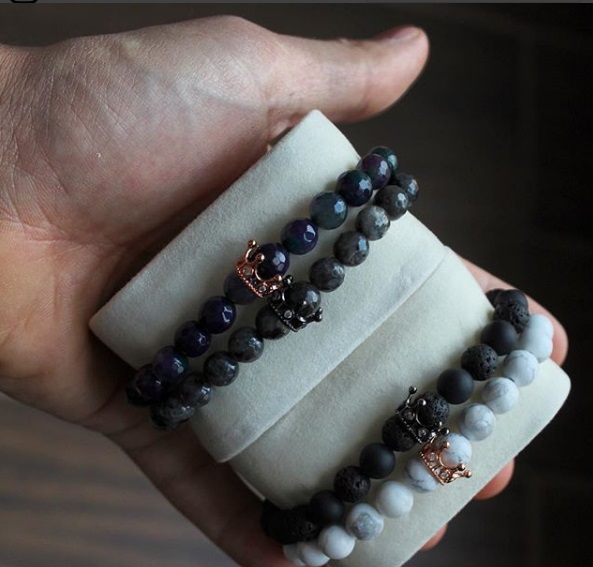 Dualstax No.6 bratari cuplu howlite lava 2 buc