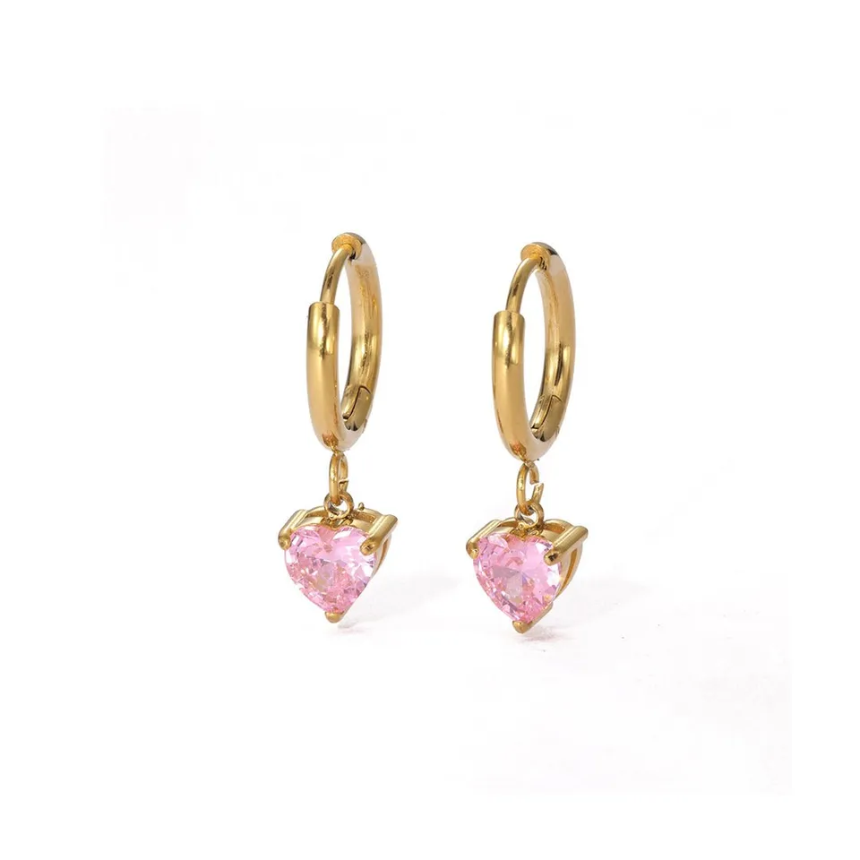 Rafini Blush Heart cercei placati cu aur 18K