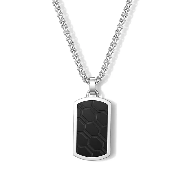 Frank 1967 Black Dog Tag colier negru oțel pandantiv
