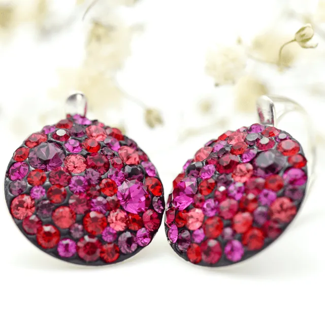 Chaton Queen Fuchsia cercei argint 925 handmade 18 mm
