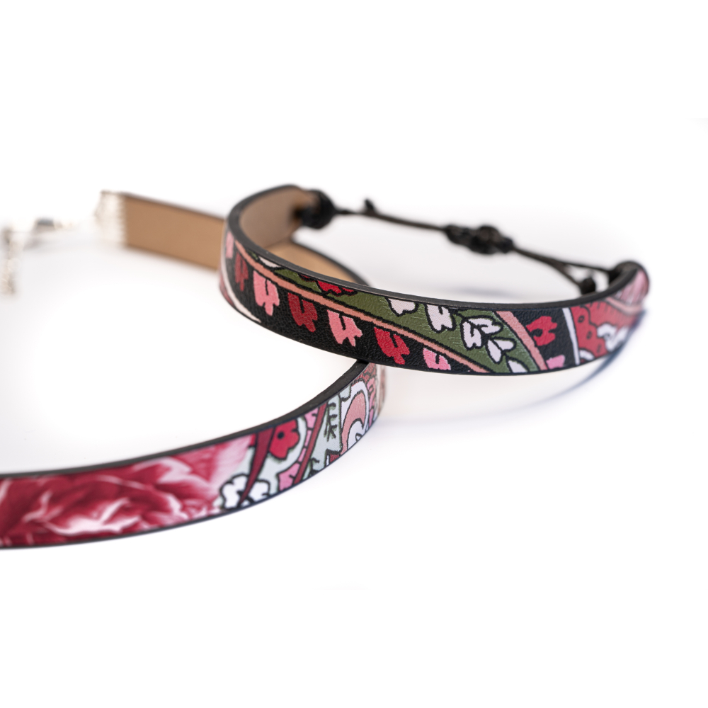 CrisFeather Abstract Roses set choker + bratara floral rosu