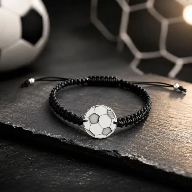 Mărgeluța din Cristal Minge de Fotbal brățară reglabilă cu șnur