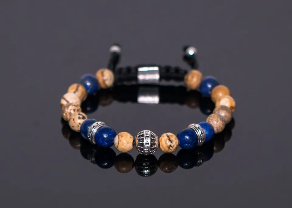 dualstax Picture Jasper brățară argint 925 reglabilă