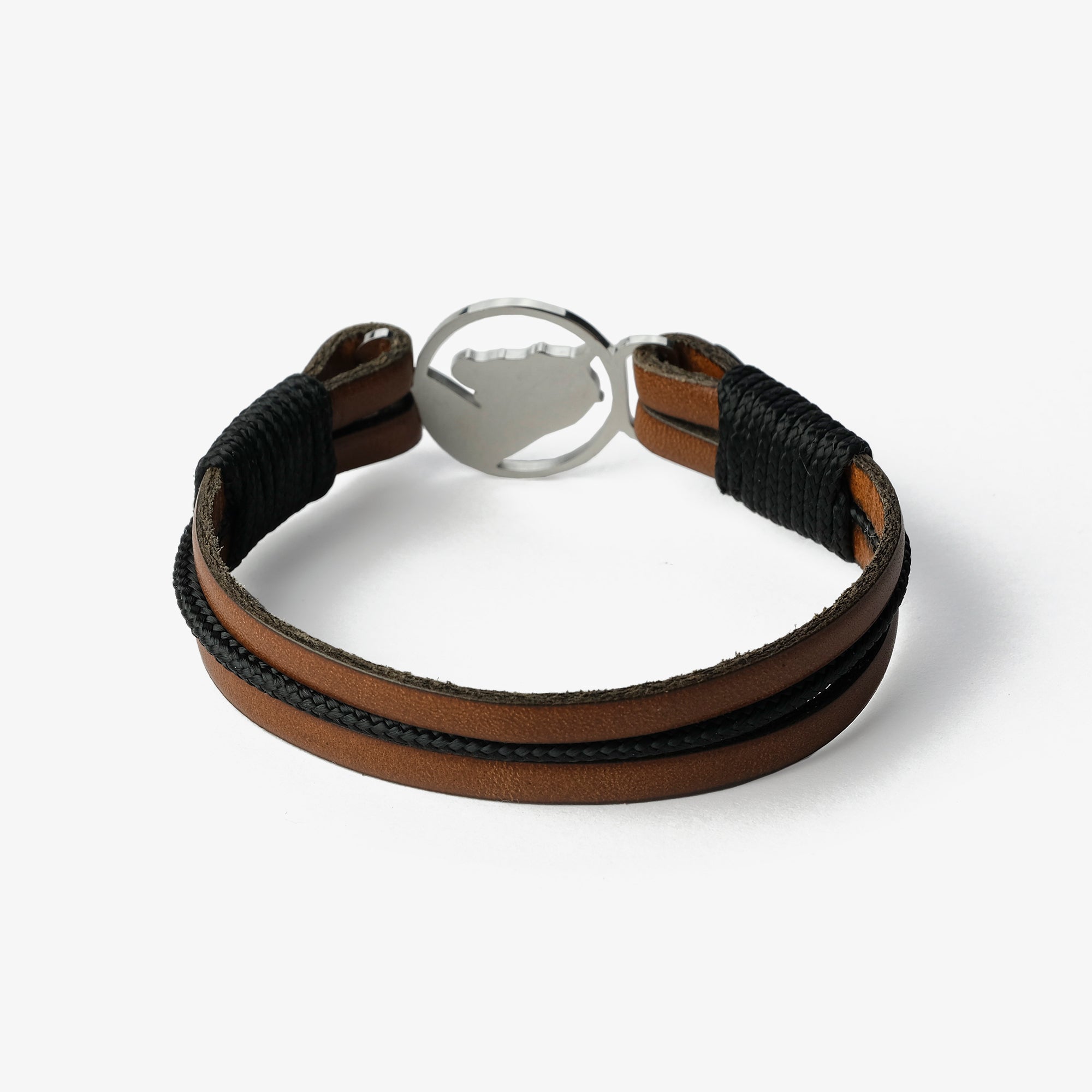 Old Skipper Seafarer bratara piele cal maro-negru
