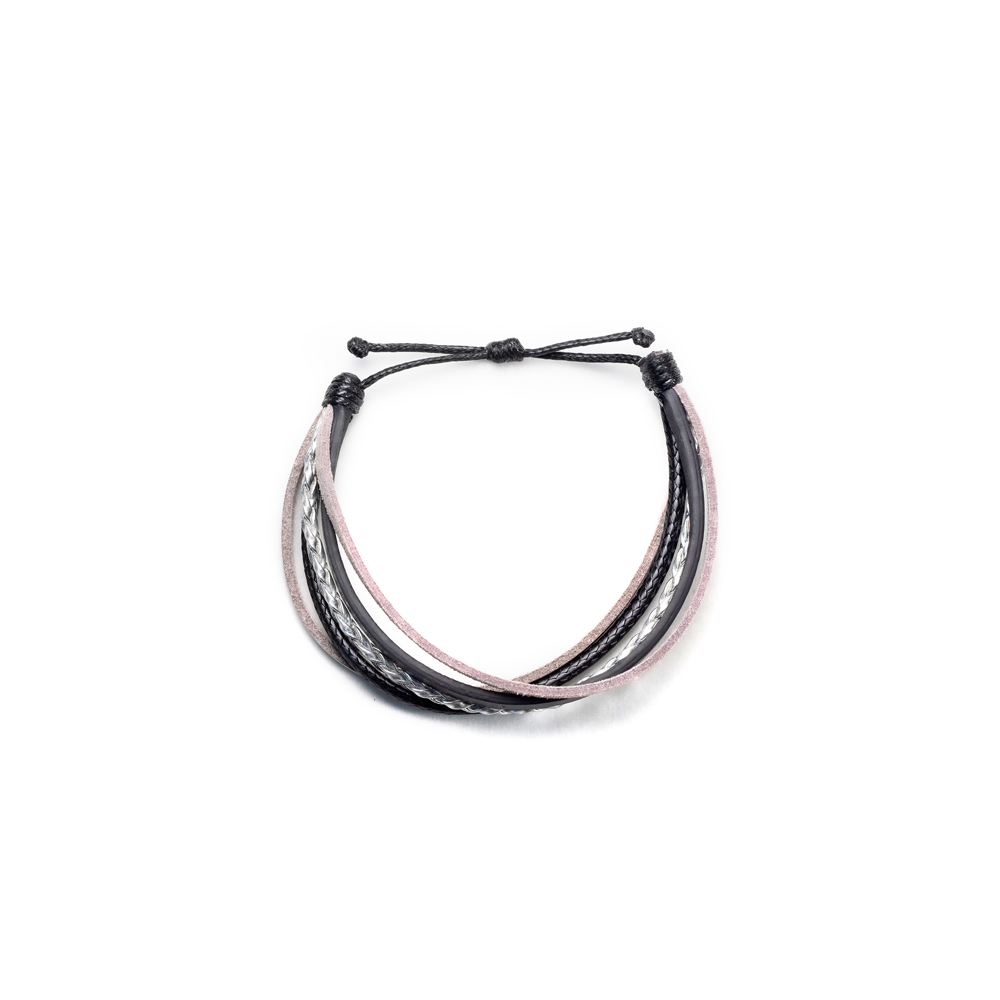 CrisFeather DarkSquad bratara piele negru-argintiu reglabila