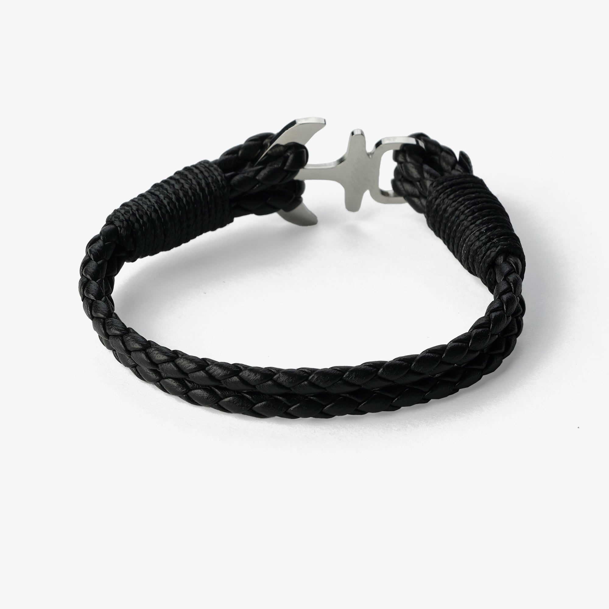 Old Skipper Black Pearl brățară piele împletită ancoră
