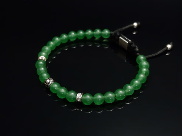 Dualstax Cuarț Verde brățară argint 6mm reglabilă