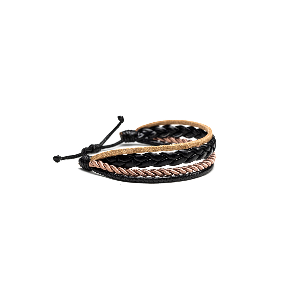 CrisFeather DarkChocolate brățară piele negru-maro auriu