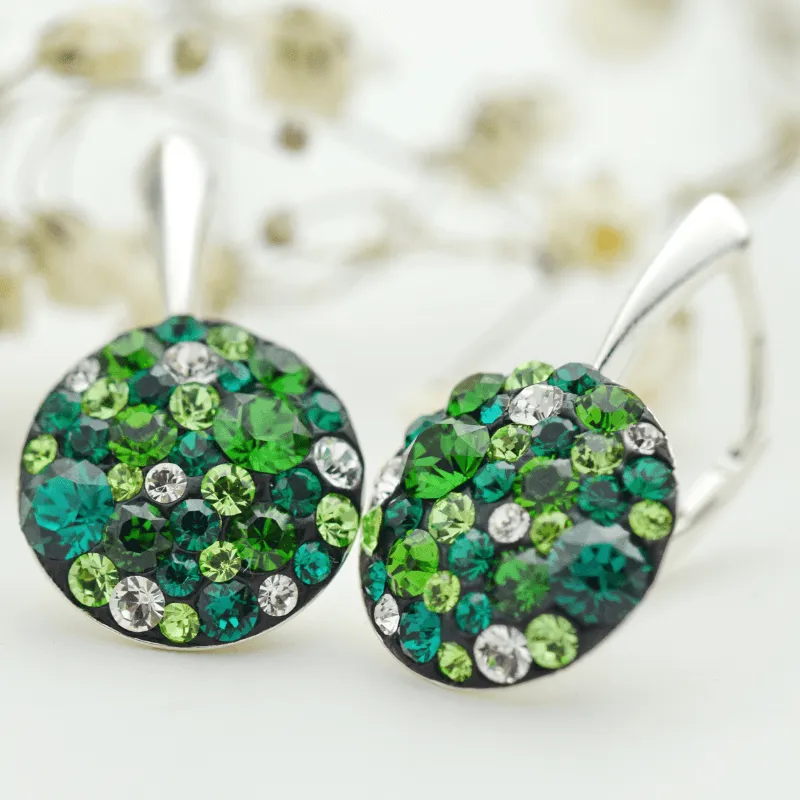 Margeluta.dincristal Chaton Regal Green Cercei Argint 925 verzi 14 mm
