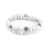 DualStax Howlite Argint brățară bărbați double wrap 6 mm
