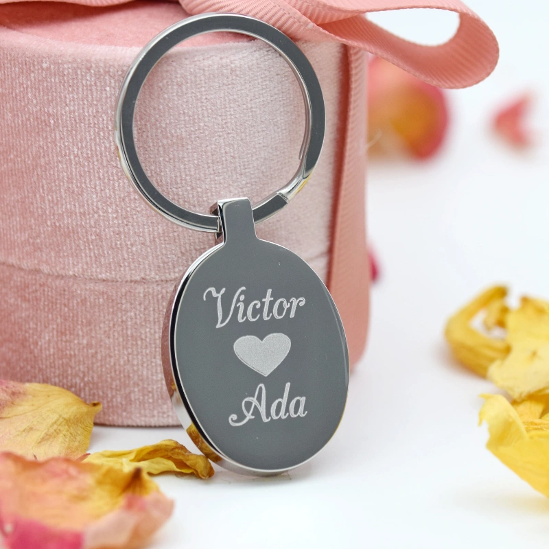 Margeluta.dincristal Oval breloc inox personalizat 25 mm