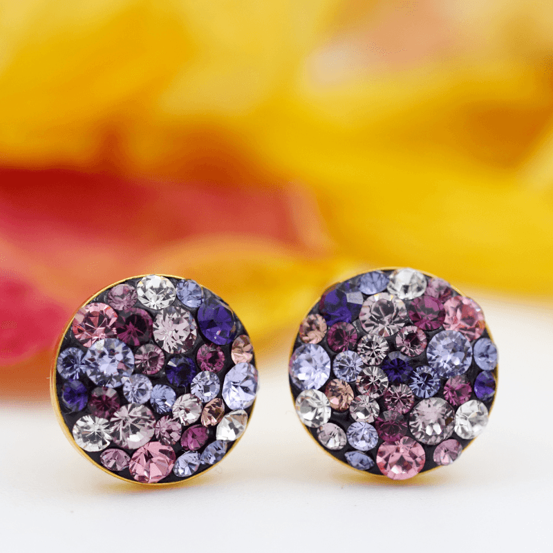 Chaton Ball Purple cercei argint 925 suflat cu aur