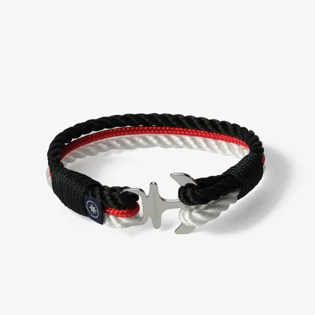 Old Skipper Serene Horizons bratara funie Anchor alb-negru-rosu