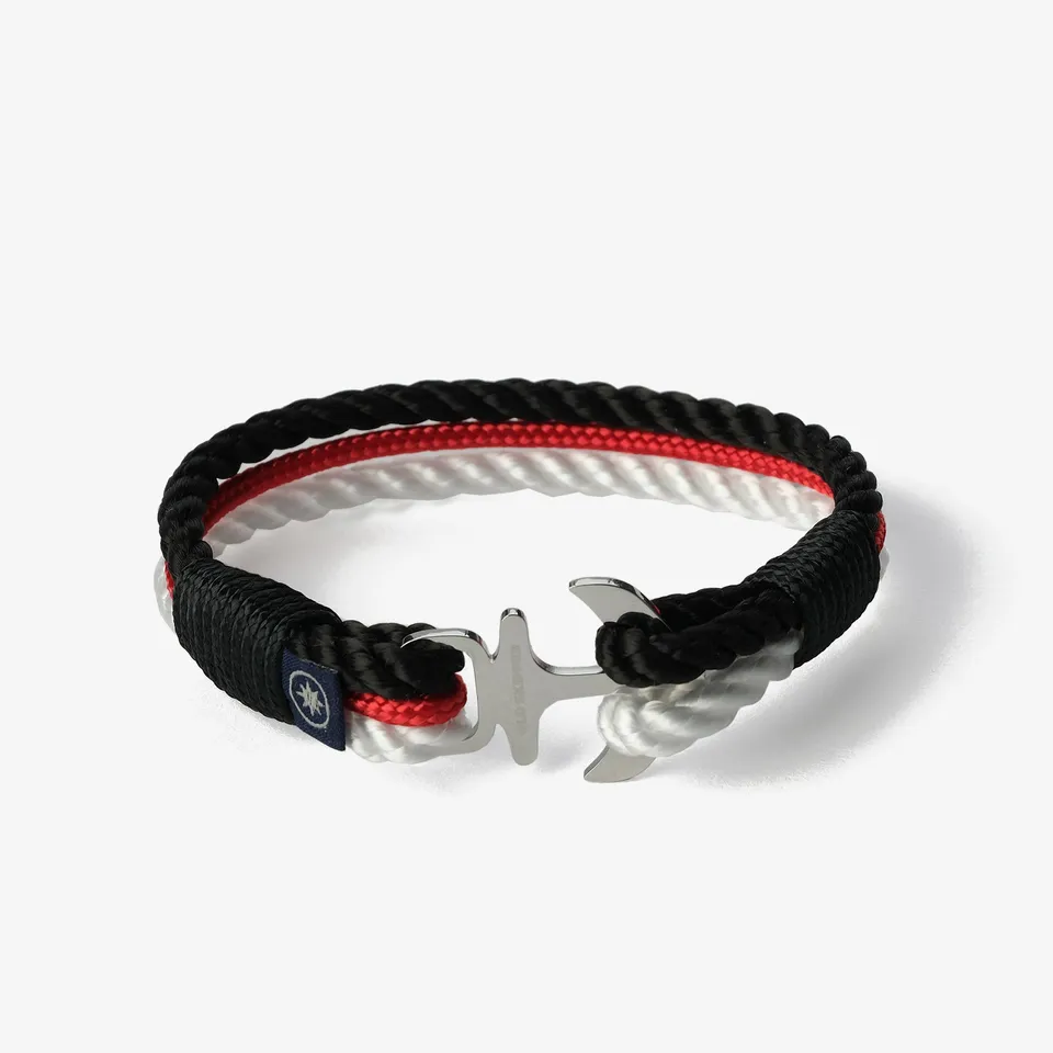 Old Skipper Serene Horizons bratara funie Anchor alb-negru-rosu