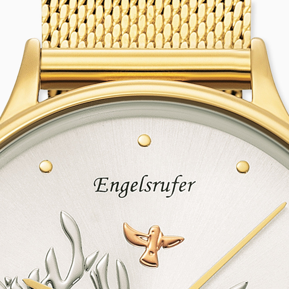 Engelsrufer Lebensbaum ceas dama auriu cu bratara mesh