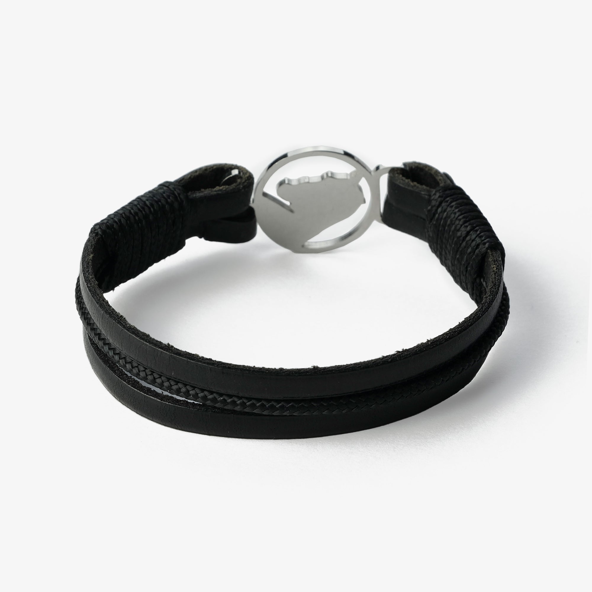 Old Skipper Jack Tar Horse bratara piele neagra funie