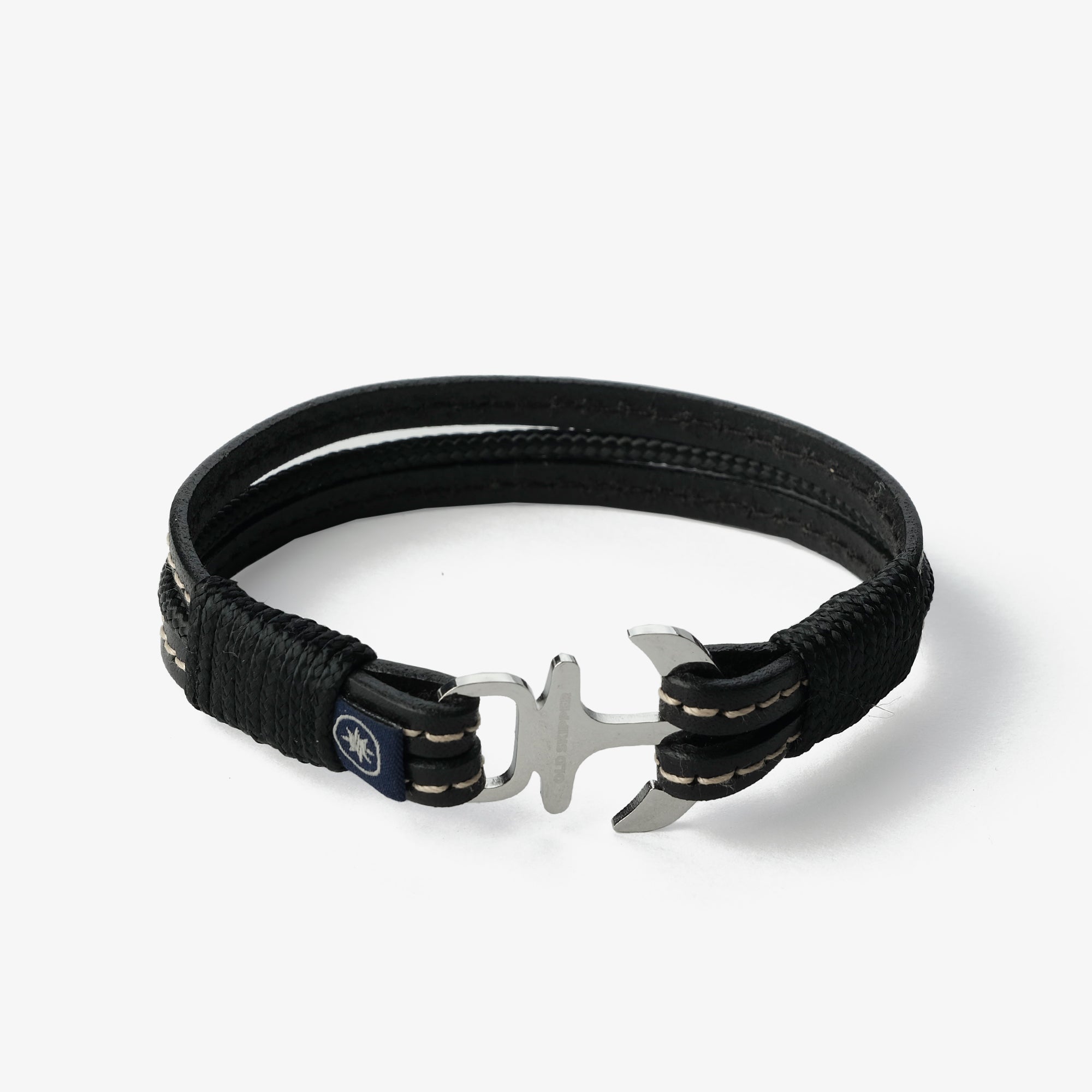 Old Skipper Midnight Noir bratara piele neagra stea
