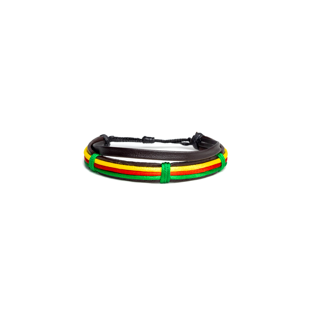 CrisFeather Rasta Bob brățară piele negru tricolor bărbați