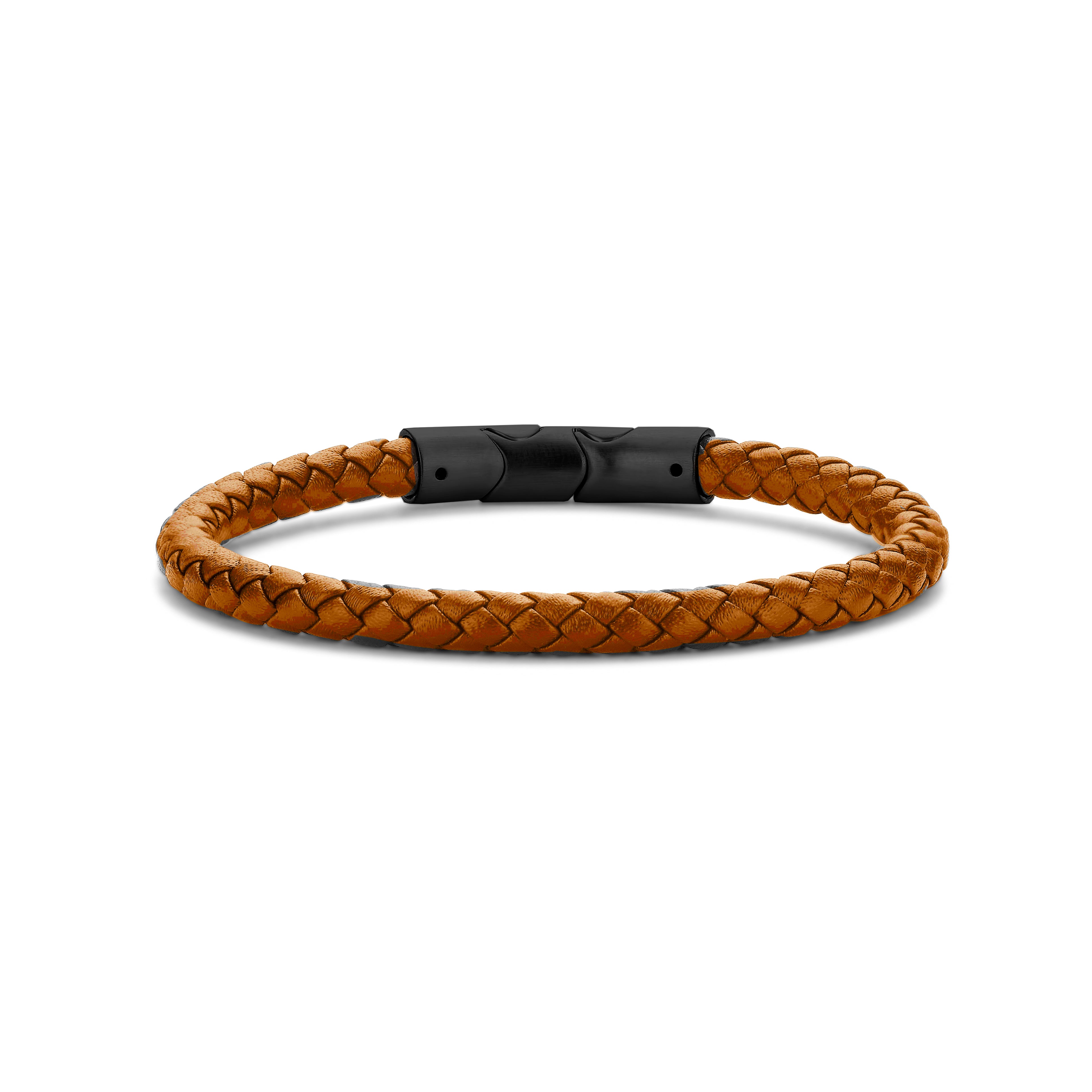 Frank 1967 Braided Leather brățară neagră piele