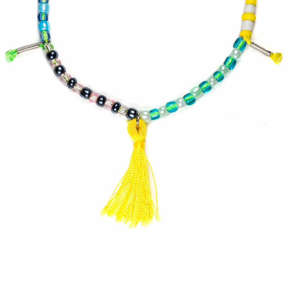 CrisFeather Elys bratara glezna multicolora ciucure galben