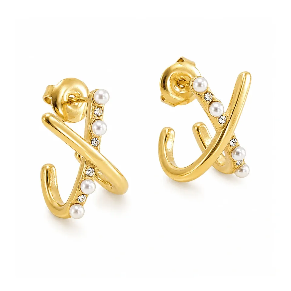 Rafini Pearl Twist cercei placati aur 18K perla
