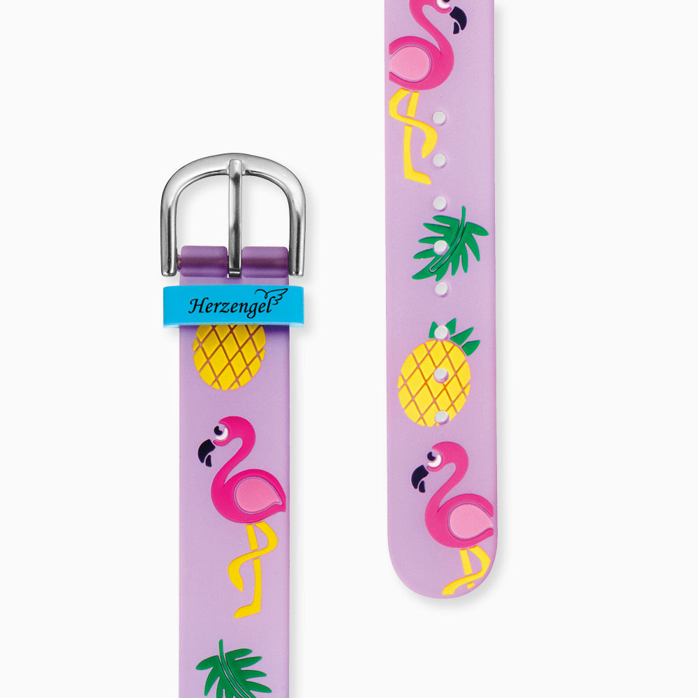 Herzengel Flamingo ceas copii roz cu penar