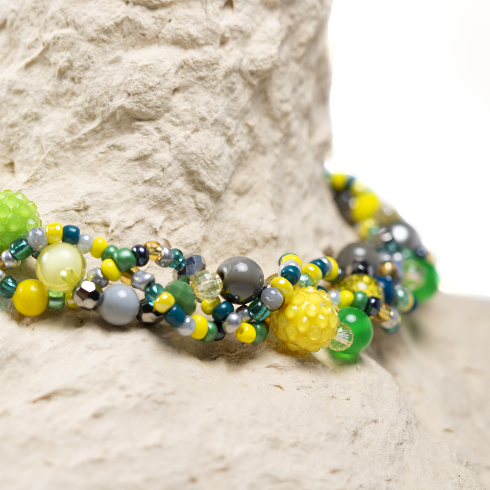 CrisFeather Nature Soul colier galben-verde mărgele