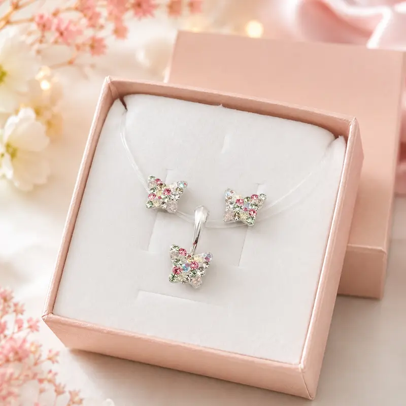 Mărgeluța Mini Butterfly set argint fluturaș cristal
