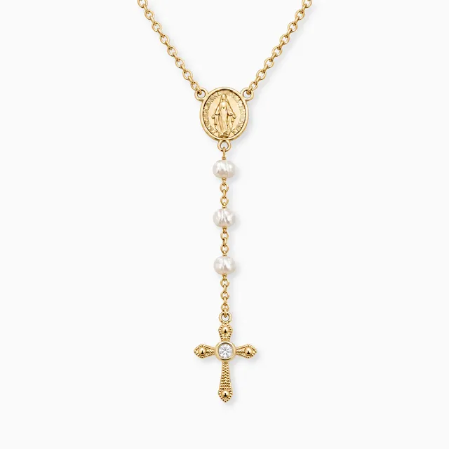 Engelsrufer Rosary colier perle de apă dulce placat aur 42-50 cm