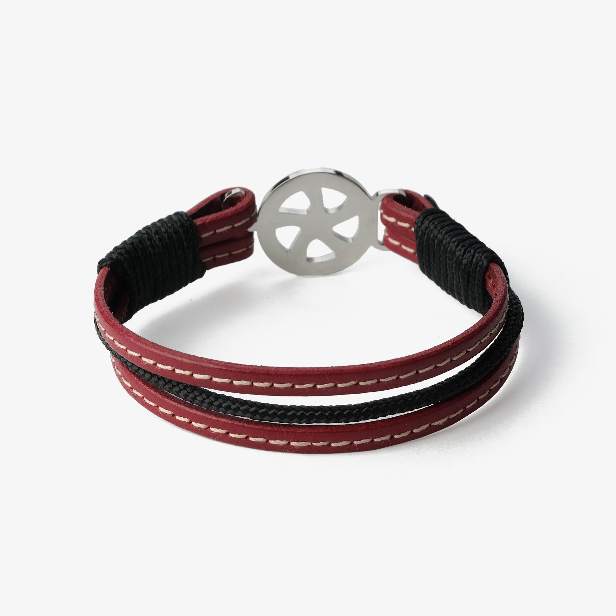 Brățară piele Old Skipper Dusk Serenade Wheel vișiniu-negru