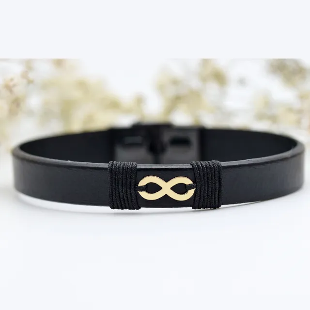 Margeluta.dincristal bratara piele infinit aur 14k