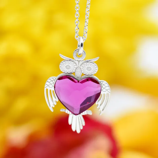 Margeluta.dincristal Owl lantisior bufnita argint 925 cu cristal