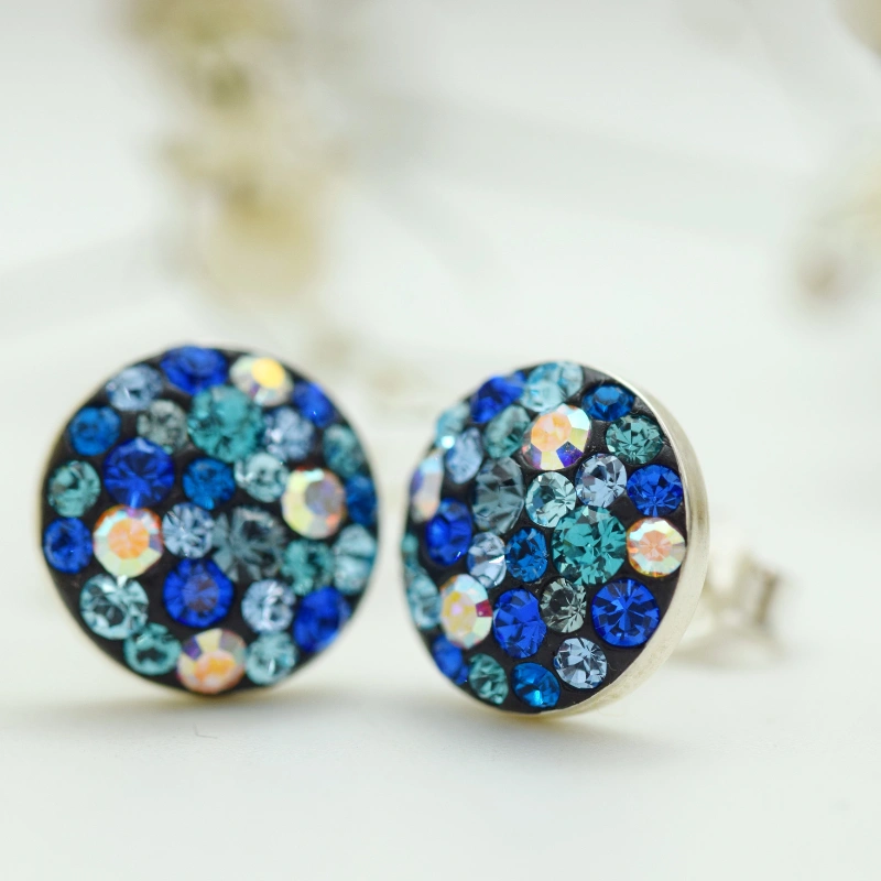 Margeluta.dincristal Chaton Ball cercei argint blue multicolor