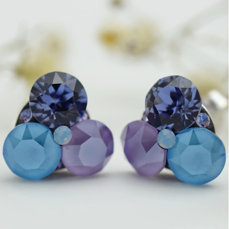 Trio Chaton Serenity cercei argint cristale lilac tanzanite opal
